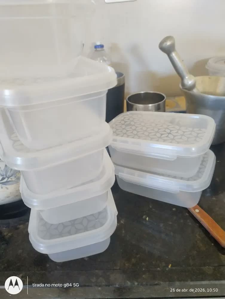 foto de Kit 12 Marmitas Hermética Potes Travas Laterais Freezer Microondas Lava Louças Bpa Free Transparente