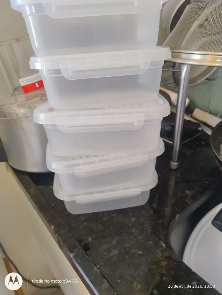 foto de Kit 12 Marmitas Hermética Potes Travas Laterais Freezer Microondas Lava Louças Bpa Free Transparente