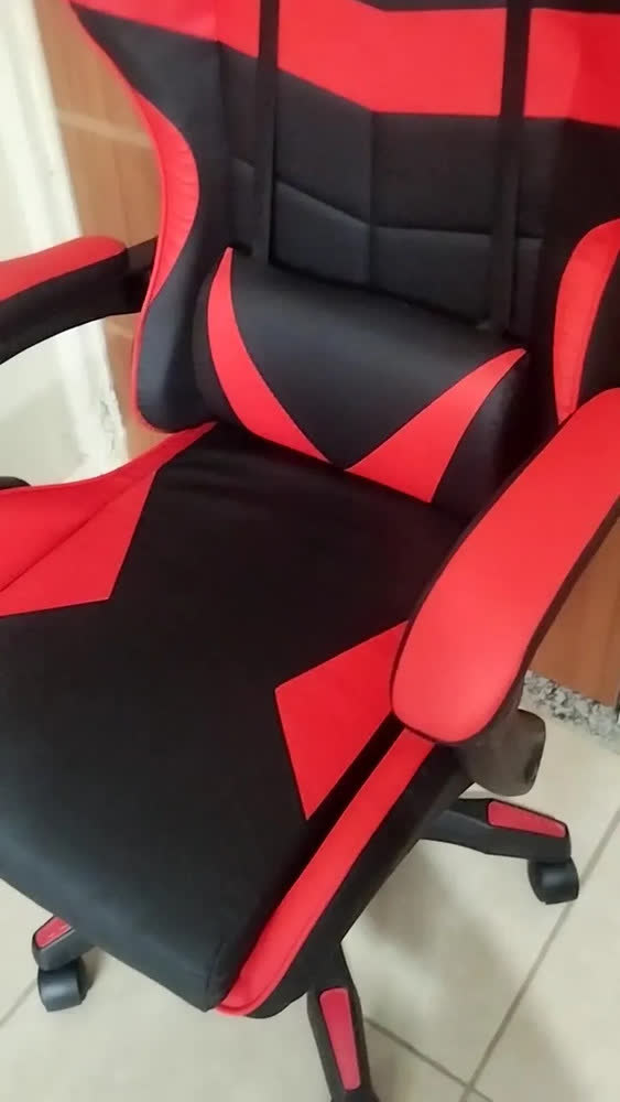 foto de Cadeira De Escritório Gamer Ergonômica Reclinável Estofado Couro Sintético Altura Ajustável Cor Azul Oblivion Nienz