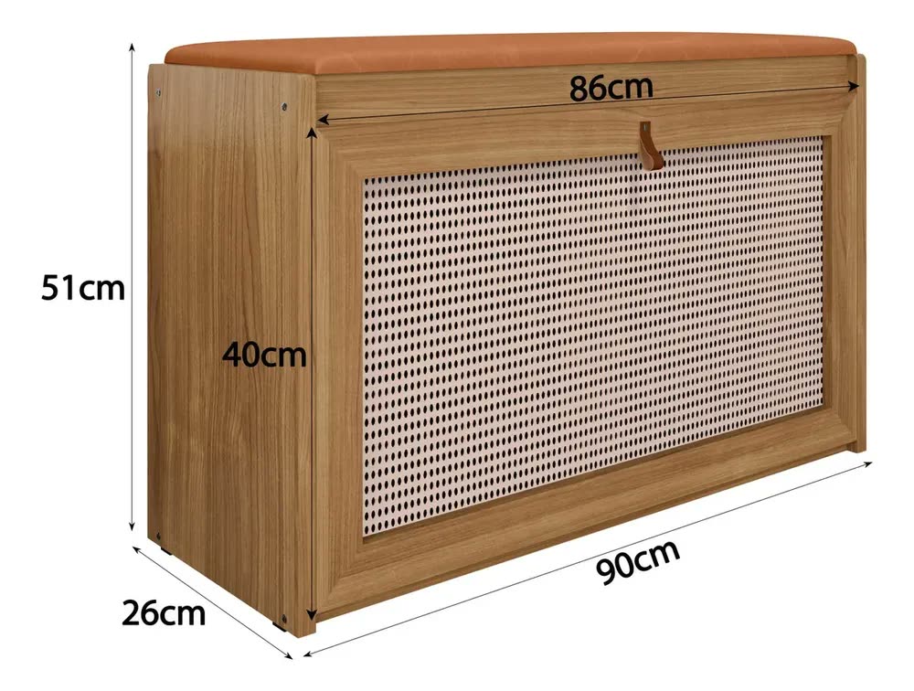 Sapateira De Madeira AngeliCasa Com Porta Basculante 90 Cm Amadeirado