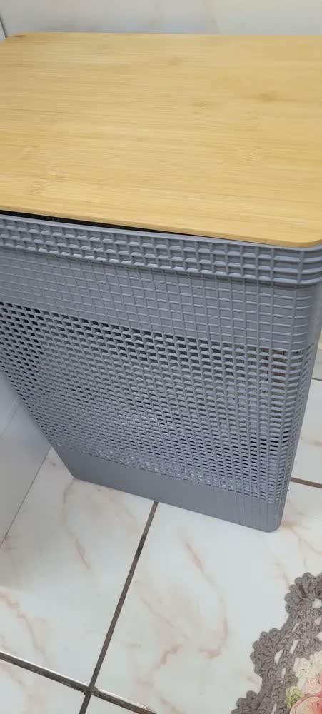foto de Cesto De Roupas Grid 49l Tampa Bambu Chumbo Cg455chf - Ou