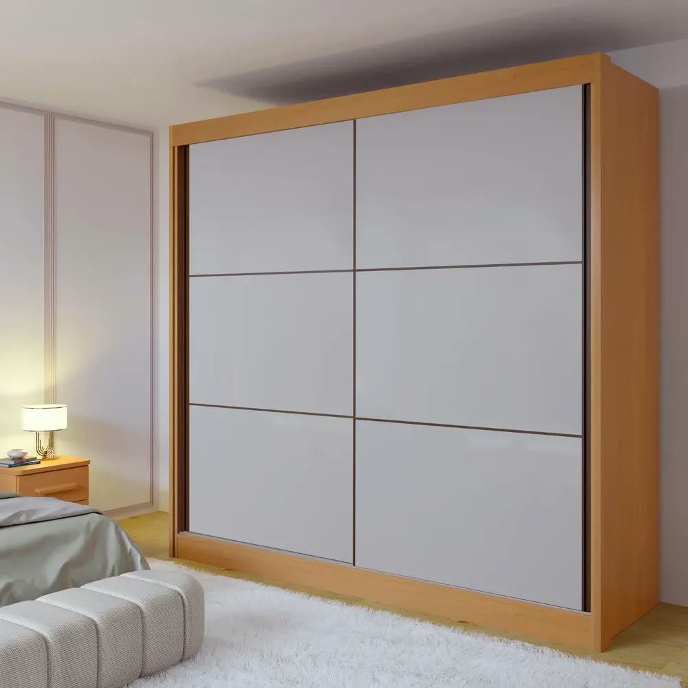 Guarda Roupa Casal 2 Portas 6 Gavetas 100% Mdf Hawai Cinamomo/off White
