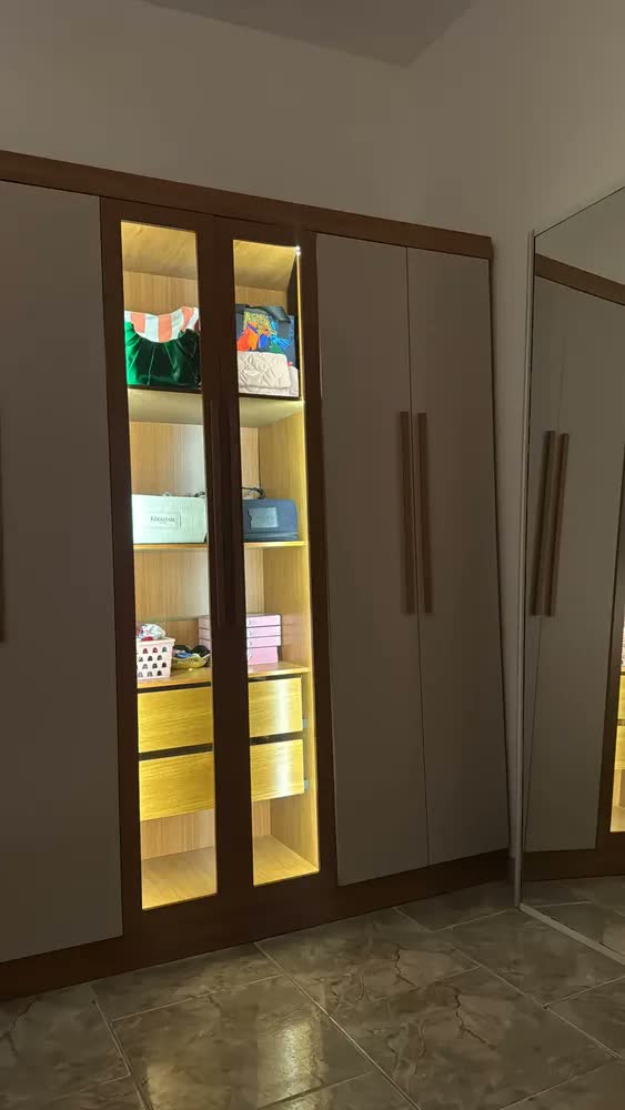 foto de Guarda-roupa Casal Com Pés Reflecta Com Led 06 Portas Cinamomo