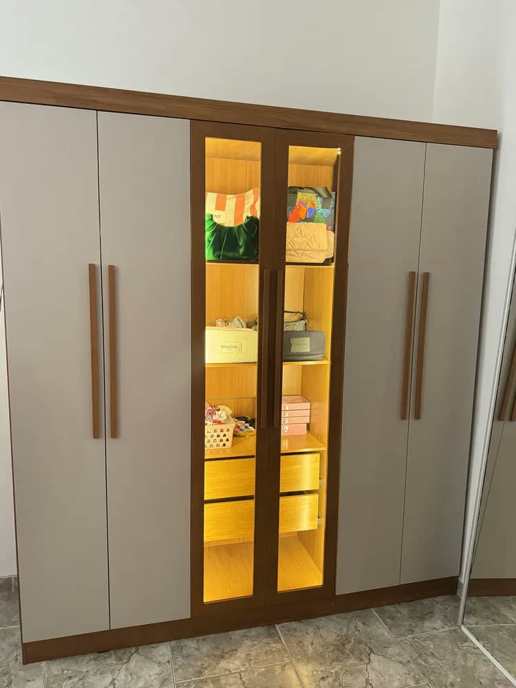 foto de Guarda-roupa Casal Com Pés Reflecta Com Led 06 Portas Cinamomo