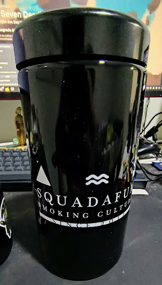 foto de Pote De Vidro Hermético Squadafum 1l Vidro Quartzo Preto 1 Litro Pote Uv Sdf Com Sensor