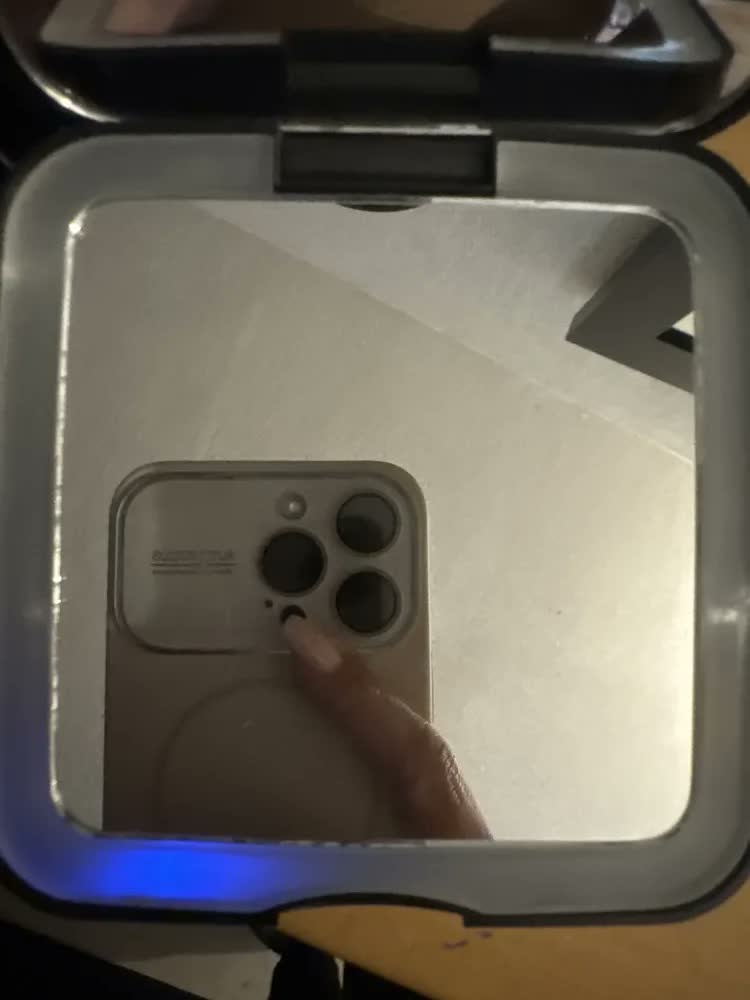 foto de Espelho de Bolso Com LED e Aumento 5x, Recarregável de 3000mAh