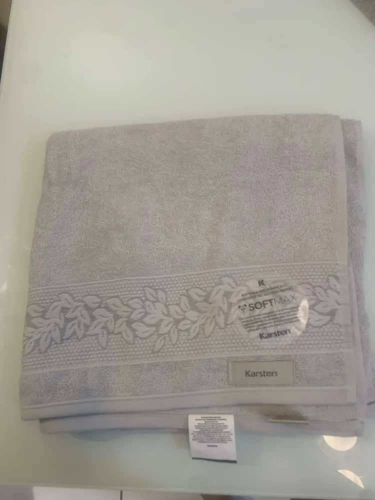 foto de Toalha De Banho Karsten Provence 100% Algodão Barra Jacquard Cor Cinza 80209/8