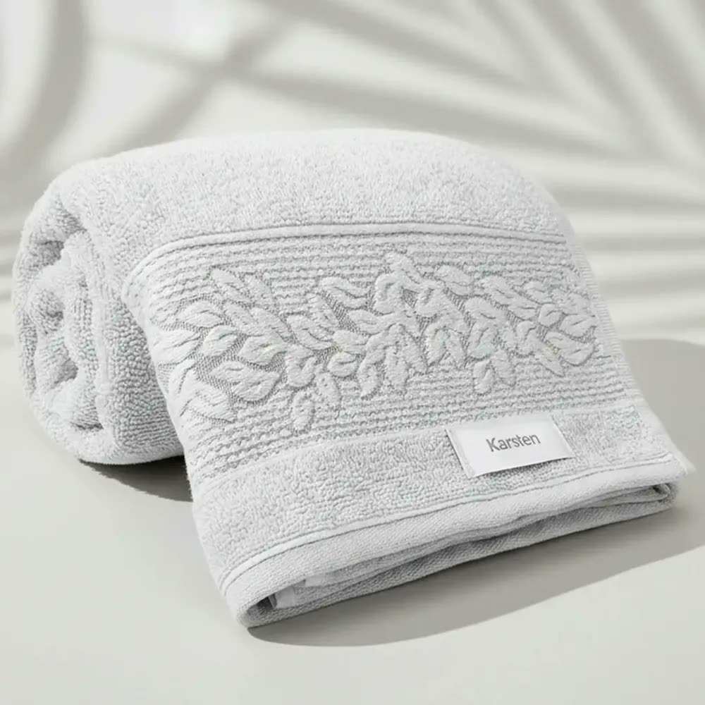 Toalha De Banho Karsten Provence 100% Algodão Barra Jacquard Cor Cinza 80209/8