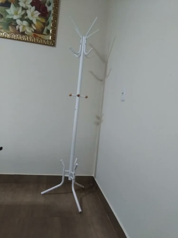 foto de SONGMICS Cabideiro de Pé, Mancebo para Roupas de Aço,Suporte Independente,Ganchos para Chapéus e Bolsas, Branco Pérola