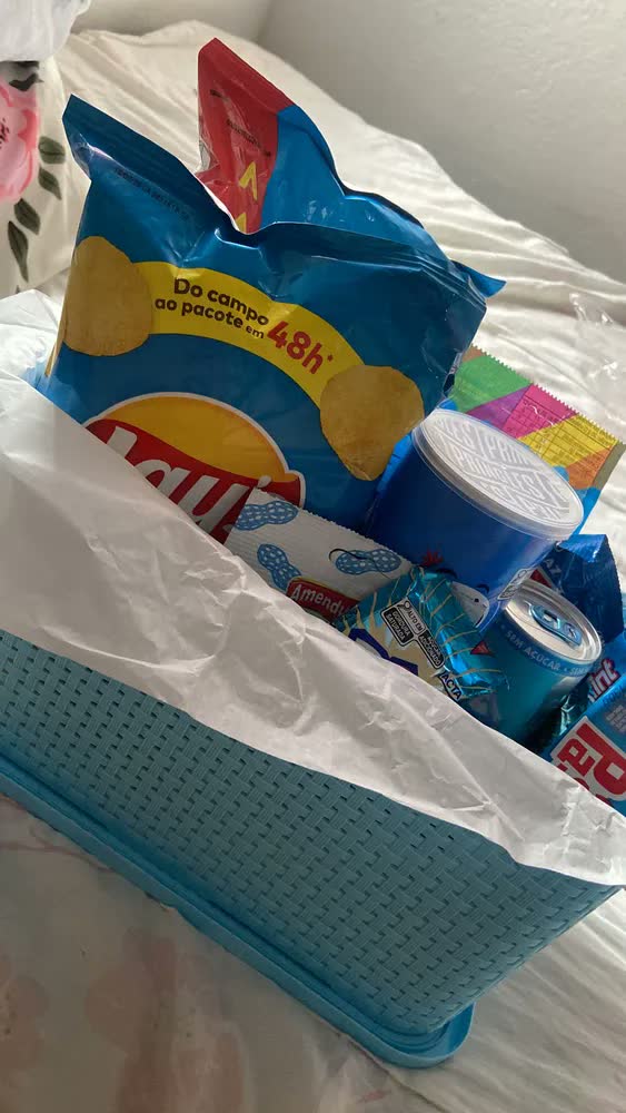 foto de Cesto Infantil Bebê E Mamãe Organizador 3,5l - Rosa Bebê Azul Bebê