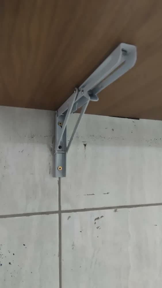 foto de Kit 2 Suporte Mão Francesa Cantoneira Dobrável Retrátil 50cm Reforçada Para Prateleira Bancada Mesa Parede Madeira Resistente Com Kit Instalação Parafuso E Bucha Cor Branco Sanri
