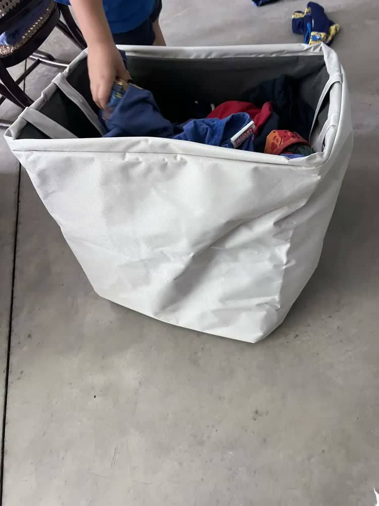 foto de Cesto Organizador Multiuso De Brinquedo Roupa Suja Tecido Azul Marinho