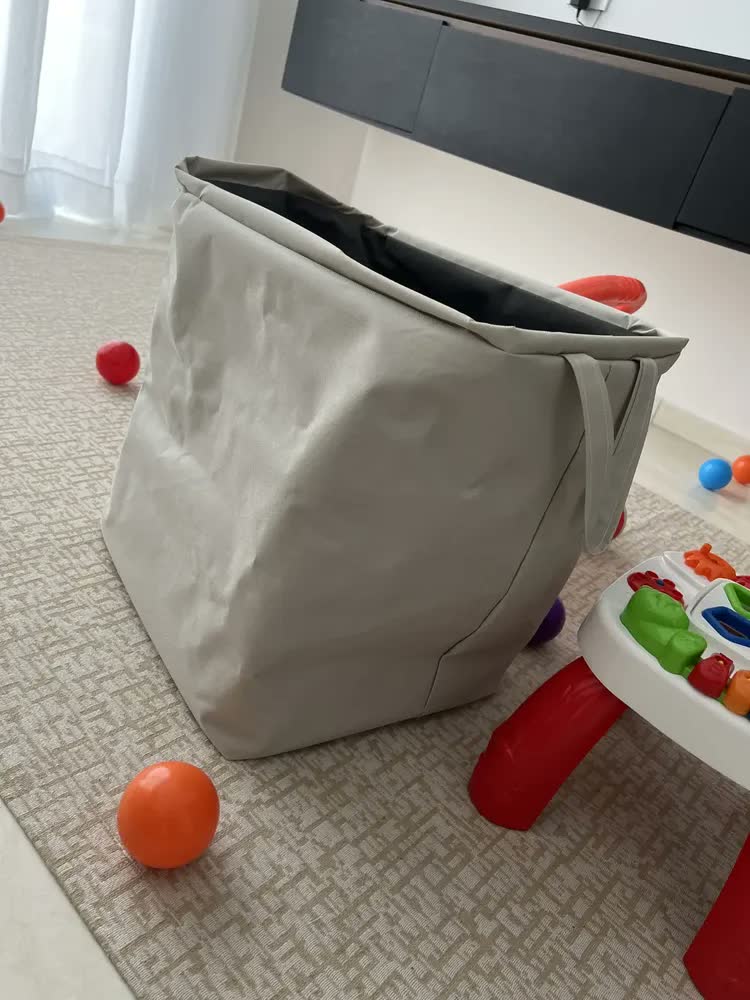 foto de Cesto Organizador Multiuso De Brinquedo Roupa Suja Tecido Azul Marinho