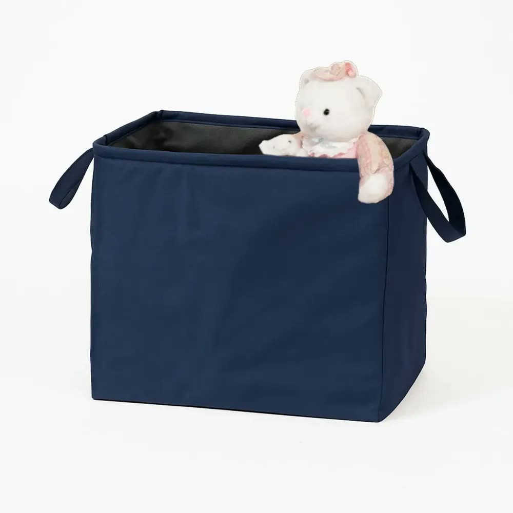 Cesto Organizador Multiuso De Brinquedo Roupa Suja Tecido Azul Marinho