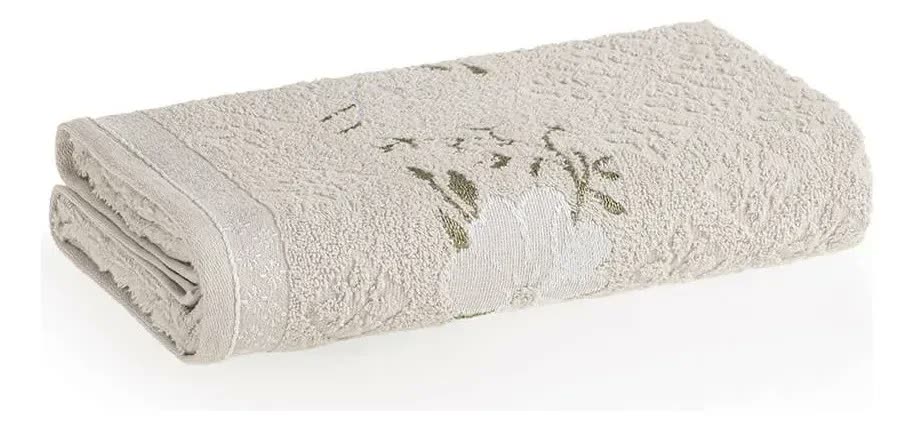 Toalha De Banho Karsten Yuna 100% Algodão Barra Floral Macia Cor Cinza 80209/30