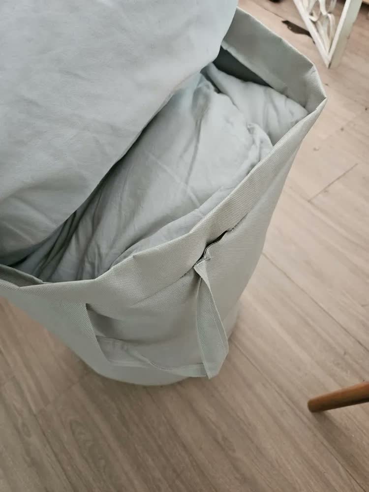 foto de Cesto Saco de Roupa Suja Para Brinquedo Grande Organizador Multiuso Dobrável 75l Off-white - Guarde Bem