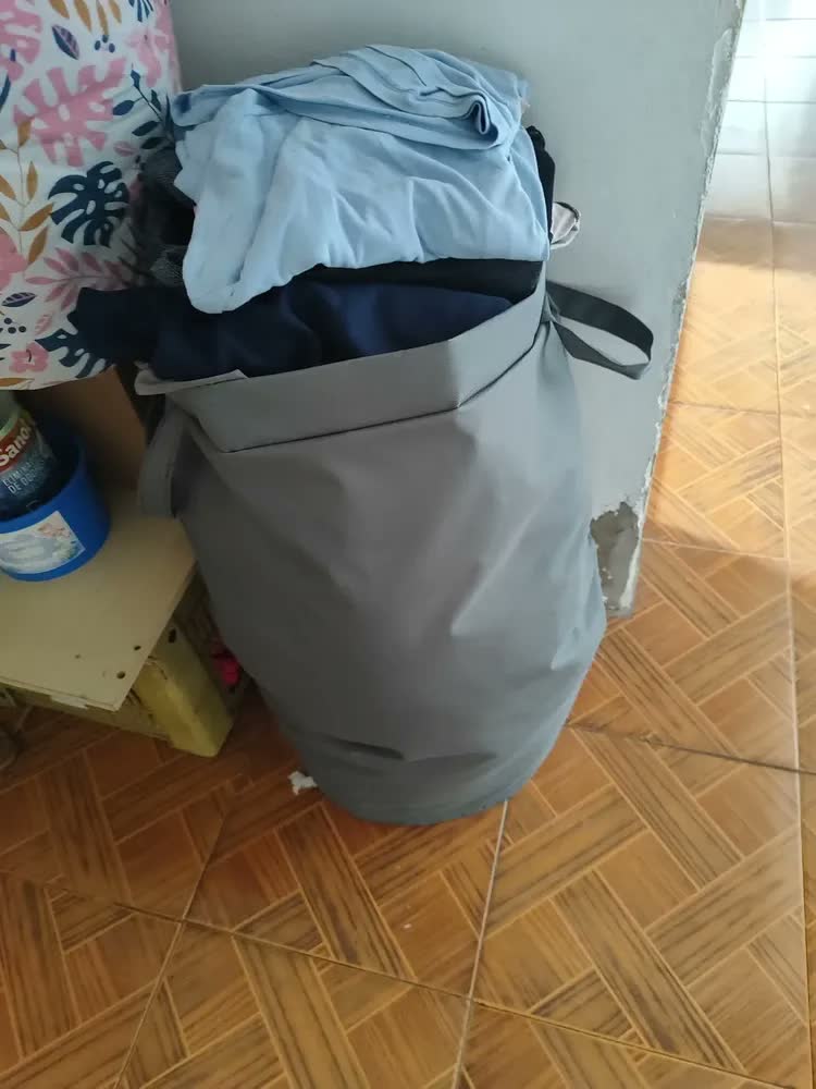 foto de Cesto Saco de Roupa Suja Para Brinquedo Grande Organizador Multiuso Dobrável 75l Off-white - Guarde Bem
