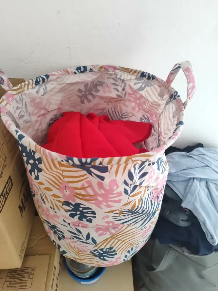 foto de Cesto Saco de Roupa Suja Para Brinquedo Grande Organizador Multiuso Dobrável 75l Off-white - Guarde Bem