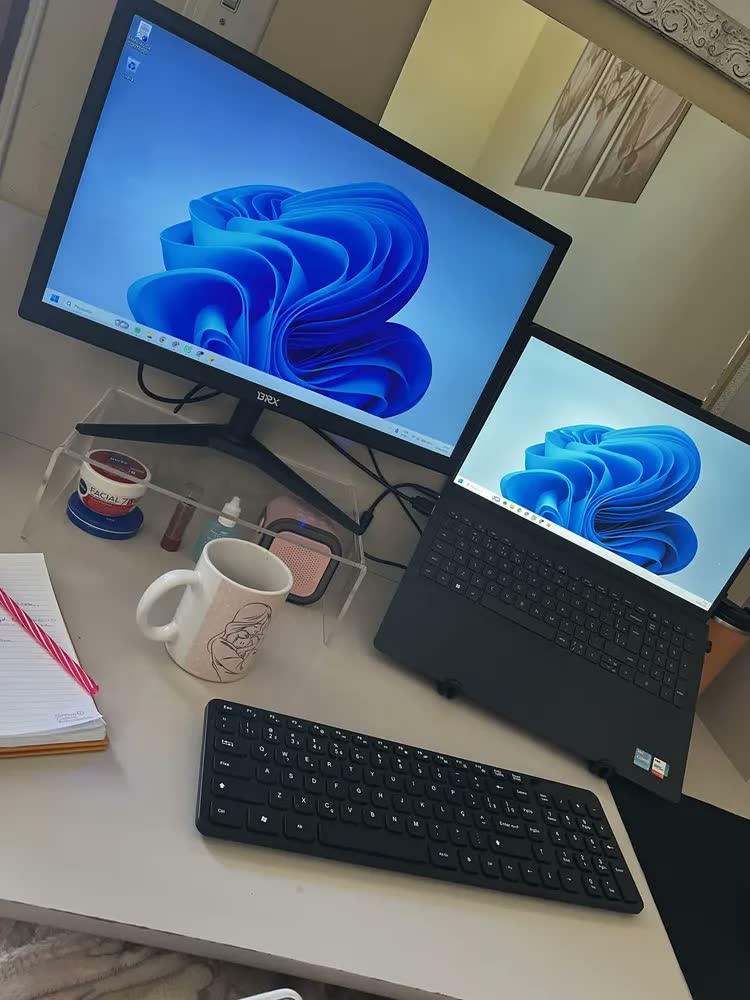 foto de Suporte Monitor Mesa Elevado Home Office Organização 30 X 20 Transparente