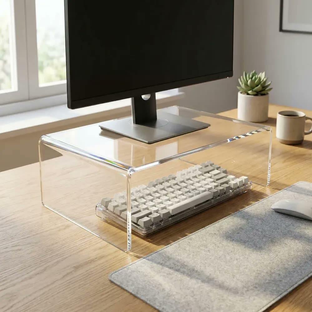 Suporte Monitor Mesa Elevado Home Office Organização 30 X 20 Transparente