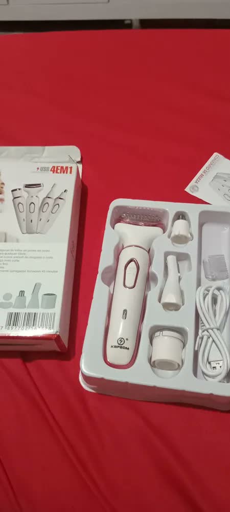 foto de Depilador Elétrico Feminino 4 Em 1 Sem Dor Pelos íntimos, Bivolt Corporal Recarregável USB Rosto Buço Axila Corpo