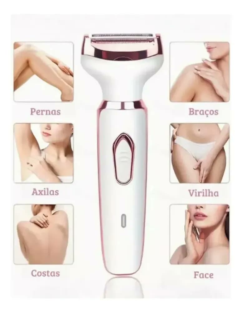Depilador Elétrico Feminino 4 Em 1 Sem Dor Pelos íntimos, Bivolt Corporal Recarregável USB Rosto Buço Axila Corpo