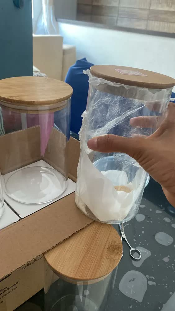 foto de Kit 3 Potes De Vidro Herméticos Com Tampa De Bambu De 1 Litro Para Mantimentos Alimentos Grãos Café Massas Cereais Cozinha Com Vedação Hermética Vidro Borossilicato Bpa Free Transparente