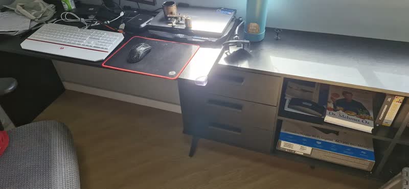 foto de Mesa Gamer Em L Com 3 Gavetas Nexus Multimóveis Mp6048 Preto