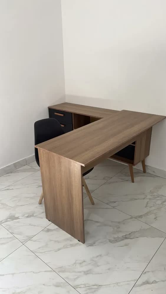 foto de Mesa Gamer Em L Com 3 Gavetas Nexus Multimóveis Mp6048 Preto