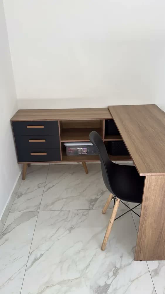 foto de Mesa Gamer Em L Com 3 Gavetas Nexus Multimóveis Mp6048 Preto