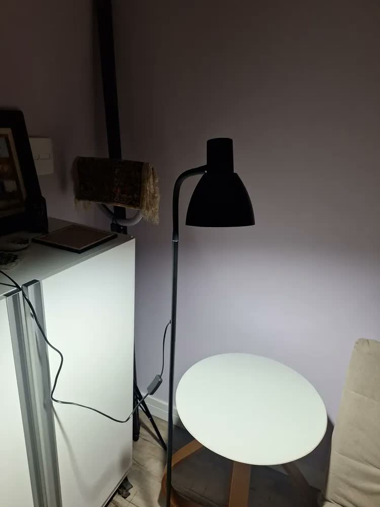 foto de Luminária De Chão Abajur Articulada 1,6m Pedestal Coluna Cúpula Preto Flexível De Piso Quarto Sala Leitura Bivolt Bravvi