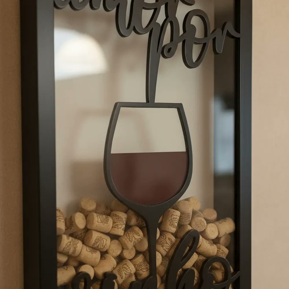 Quadro Porta Rolhas Decorativo Amor Por Vinho E Wine Madeira