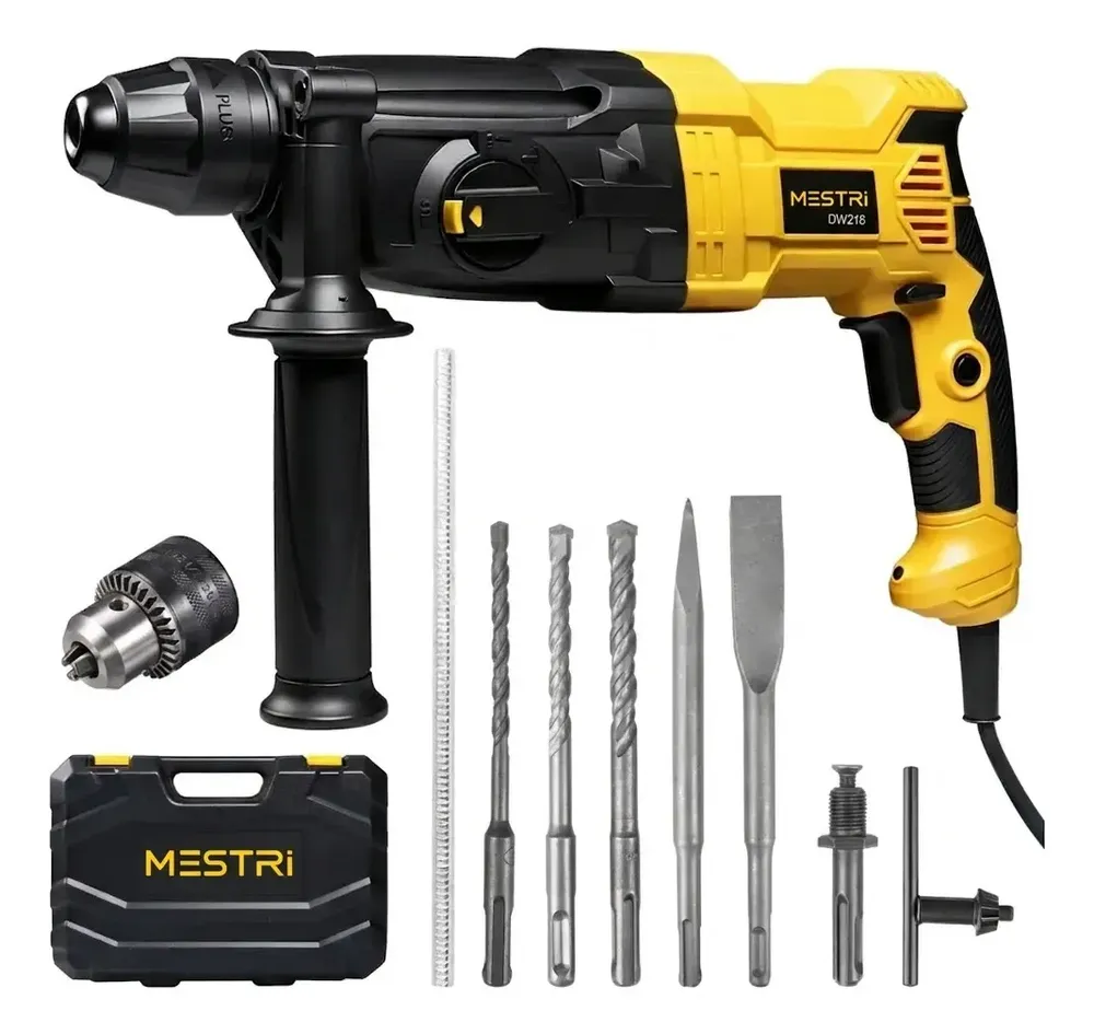foto de Martelete Perfurador Rompedor Professional Sds Rotativo Furadeira Martelo 3 Em 1 Rompedor Com 3 Modos Profissional Com Acessorios Mestri 127v