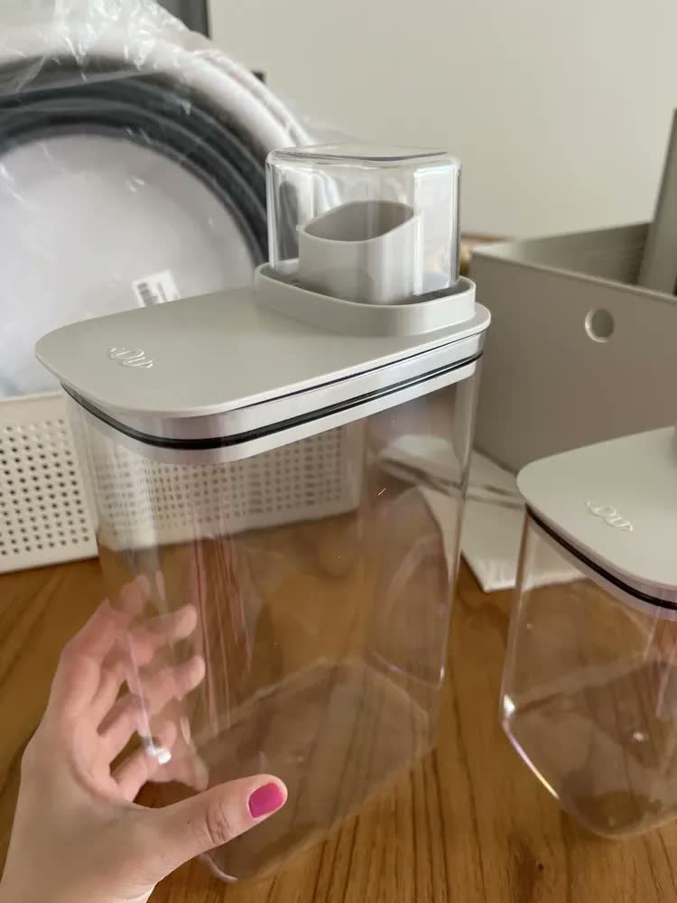 foto de Cesto De Roupas Organizador Duplo Compartimento Flow 50l Ou Cinza-escuro Flow