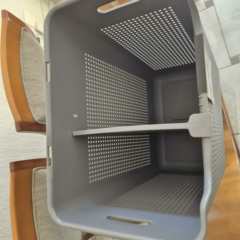 foto de Cesto De Roupas Organizador Duplo Compartimento Flow 50l Ou Cinza-escuro Flow