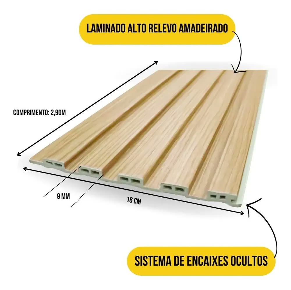 foto de Painel Ripado WPC para Parede em Carvalho – 2,90m de Altura