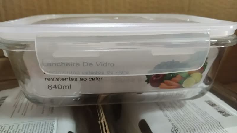 foto de Kit 6 Potes De Vidro Herméticos Retangulares 640ml Com Tampa De 4 Travas Vedação Antivazamento Para Marmitas Freezer Micro-Ondas Forno Sem Tampa Lava-Louças Organização Casa - Shokki