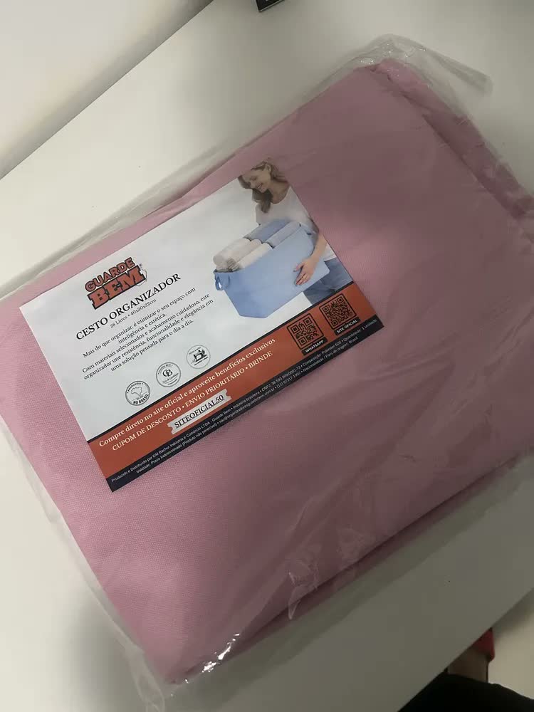 foto de Cesto De Roupa Suja Saco De Brinquedos Caixa Organizador Dobrável Guarde Roupa Guarde Bem Rosa Bebê