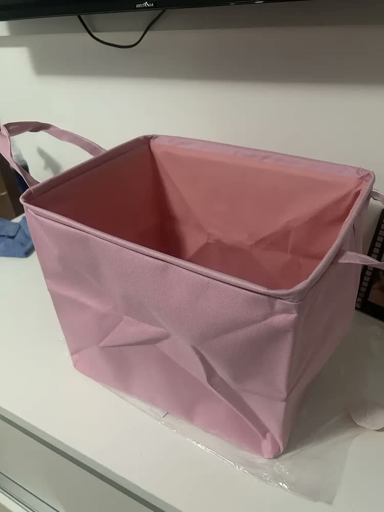 foto de Cesto De Roupa Suja Saco De Brinquedos Caixa Organizador Dobrável Guarde Roupa Guarde Bem Rosa Bebê
