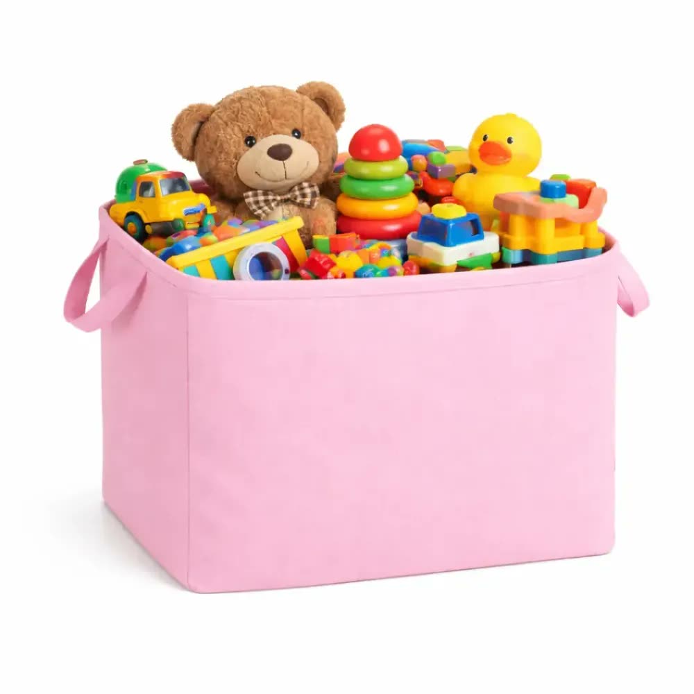 Cesto De Roupa Suja Saco De Brinquedos Caixa Organizador Dobrável Guarde Roupa Guarde Bem Rosa Bebê