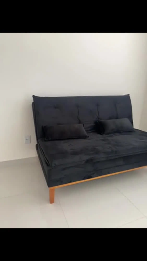 foto de Sofá Cama Mobly 2 Lugares Reclinável 140cm Em Veludo Terracota Pés Madeira Moderno Prime Home