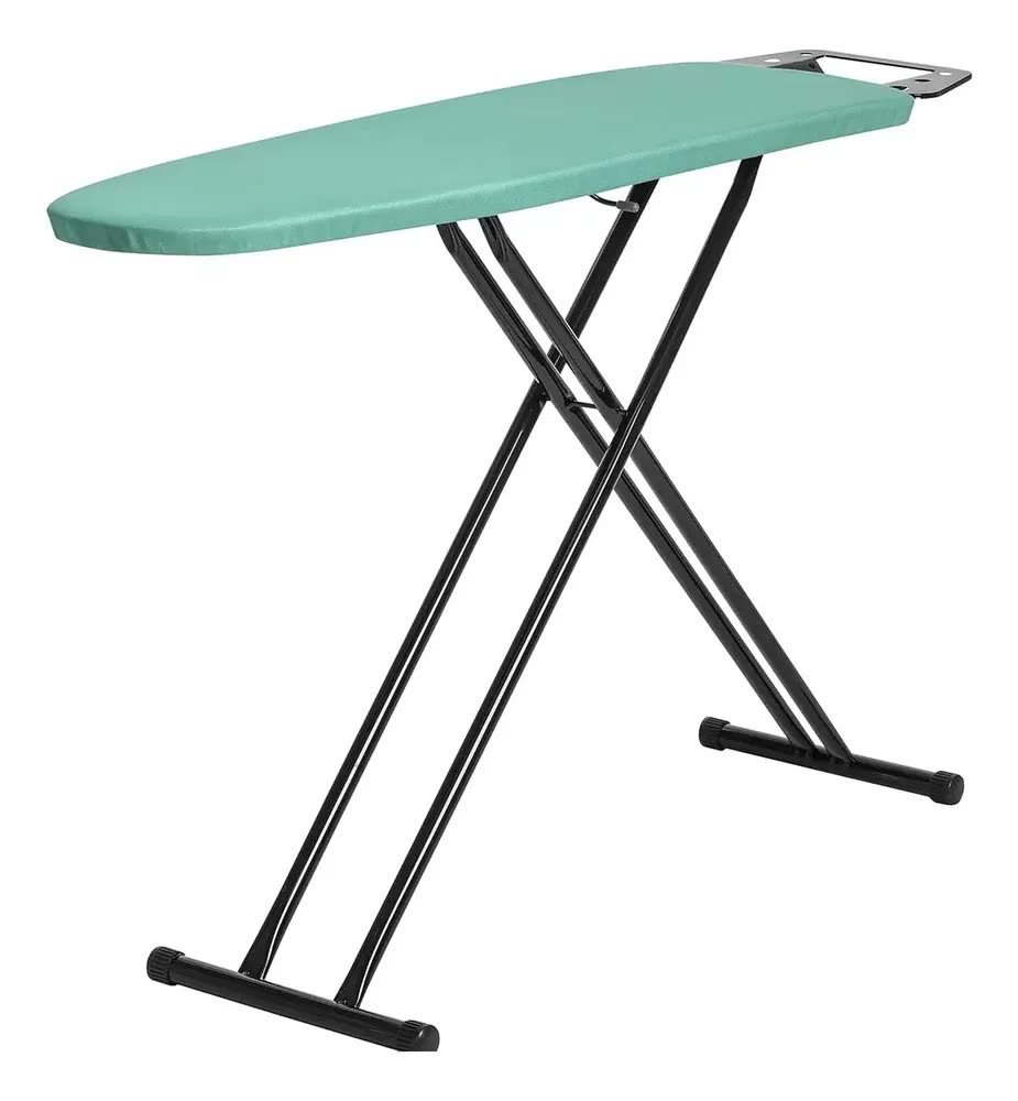 Tabua Mesa De Passar Roupa Preta com forro metalizado verde Extraforte Aço Carbon