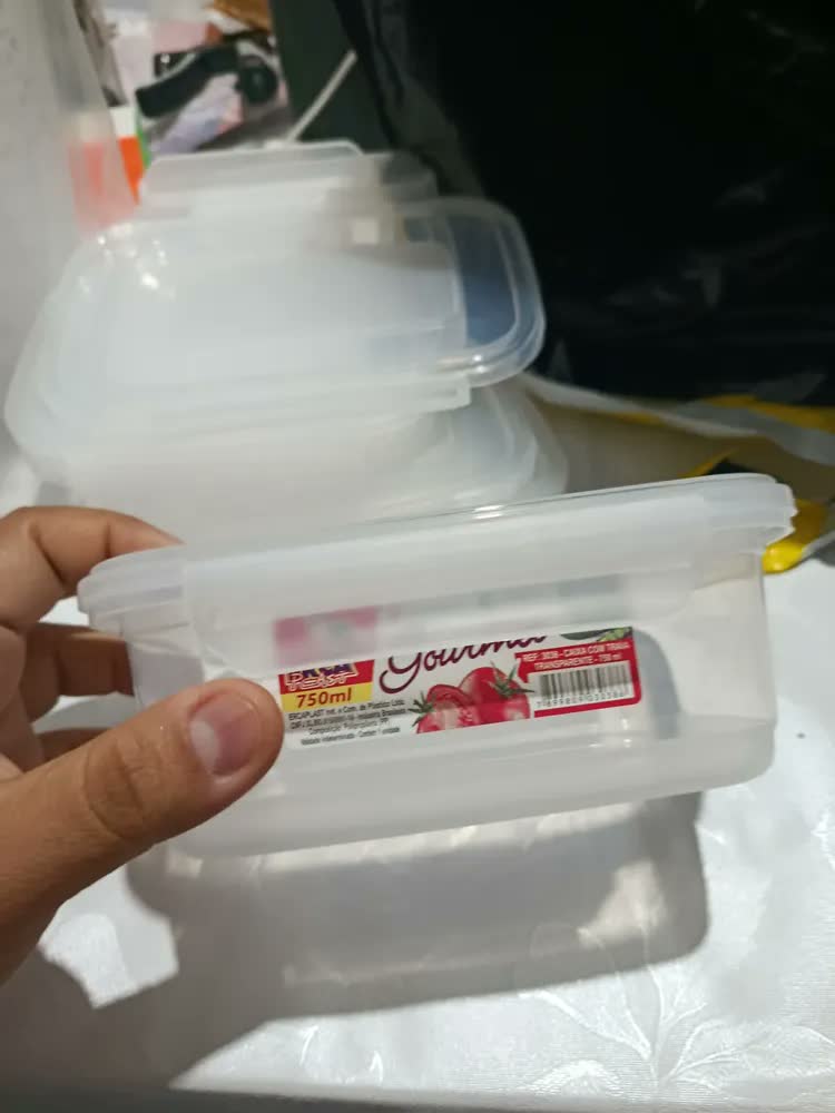 foto de Kit 12 Potes Plásticos 750ml Para Alimentos Hermético Freezer Microondas Marmita Sem Bpa Organizador Com Tampa E Travas Peculiari