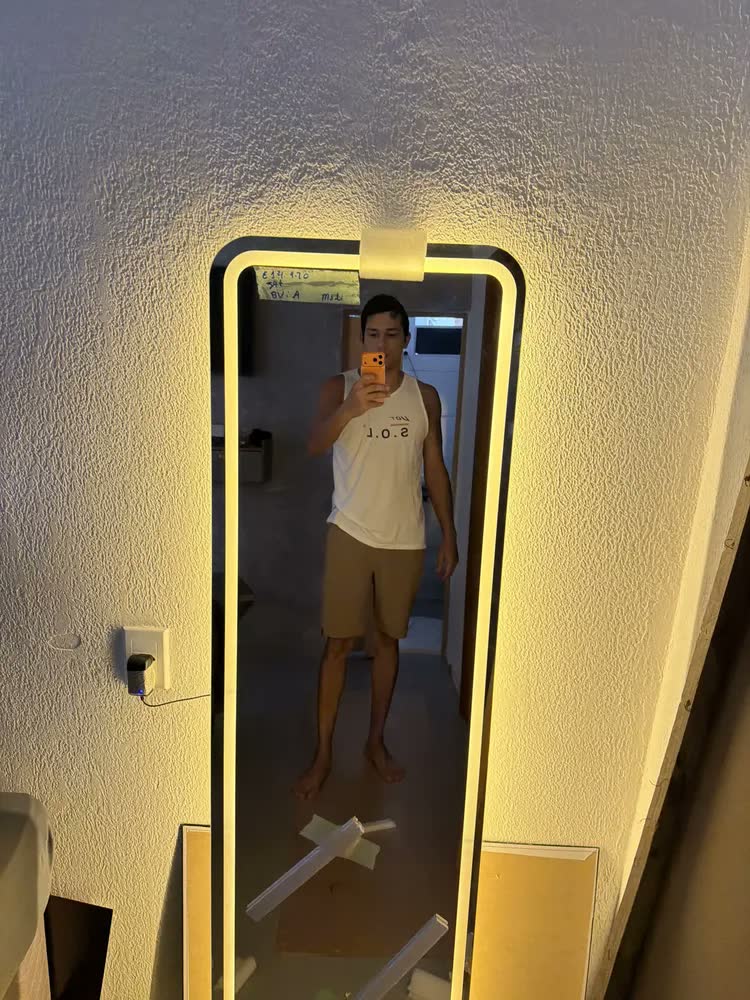 foto de Espelho Orgânico Luxo 170cm Led Bivolt Quente 3000k Decorativos Led Jateado Polido Corpo Inteiro Para Usar Em Sala Closet Quarto Camarim Hall Salão Banheiro Iluminação Moderno Premium E14 Vmex