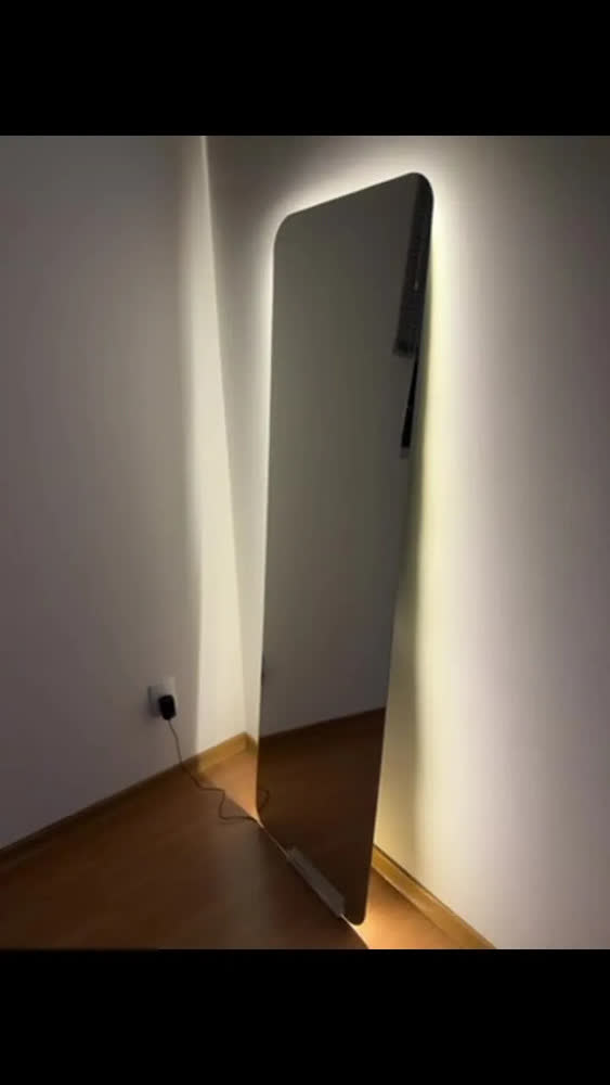foto de Espelho Orgânico Luxo 170cm Led Bivolt Quente 3000k Decorativos Led Jateado Polido Corpo Inteiro Para Usar Em Sala Closet Quarto Camarim Hall Salão Banheiro Iluminação Moderno Premium E14 Vmex