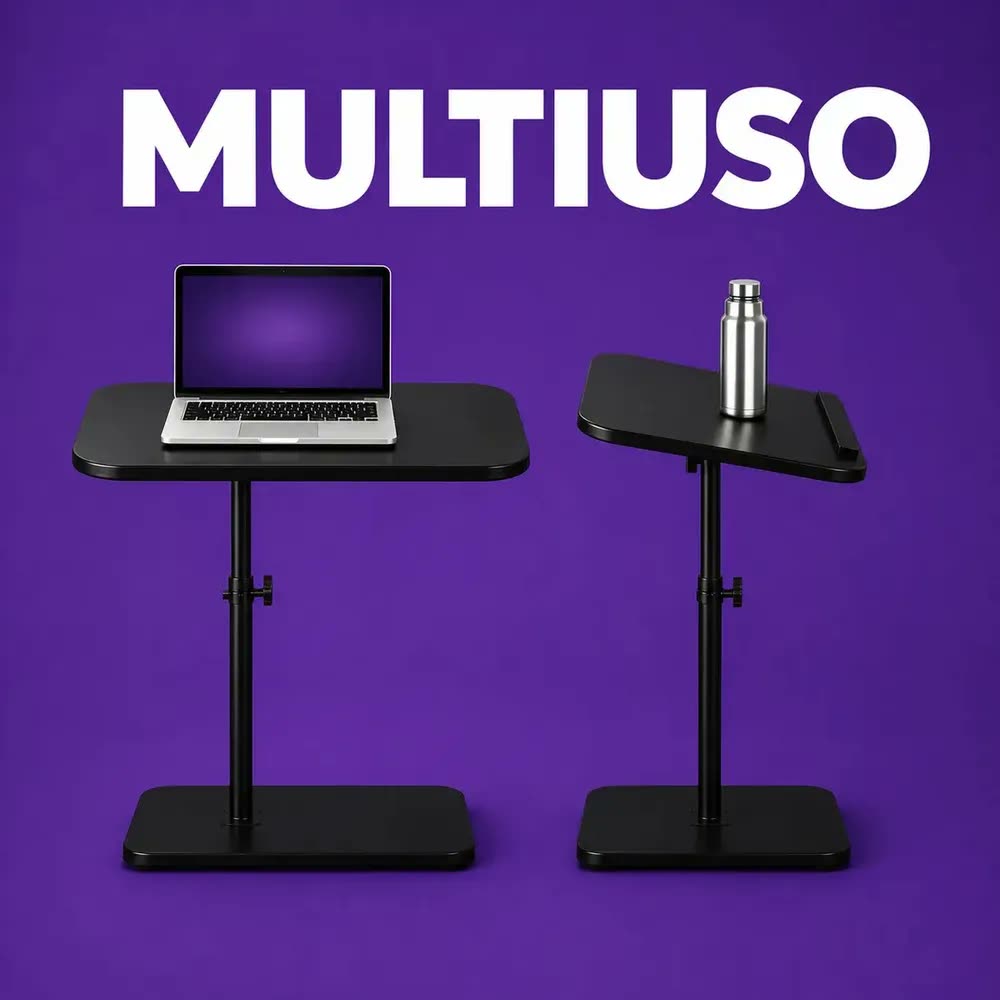 Mesa Multifuncional Suporte Multiuso Notebook Cama Sofá Dobrável Luxo Ergonômica Tampo Mdf Reclinável Ajustável Giratória Compacta - Pluggei Select PluggHome Metal Preto - Tampo Preto MT03