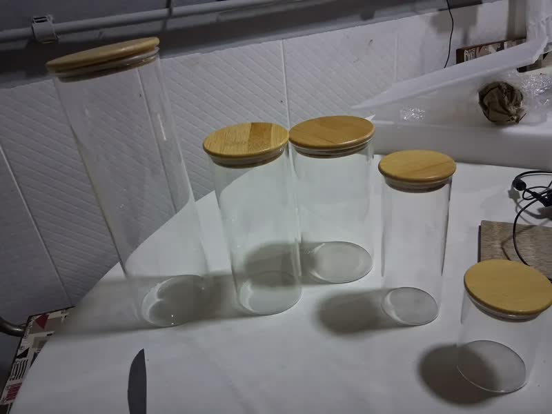 foto de Potes Herméticos de Vidro Com Tampa de Bambu Para Alimentos - Kit 5 SHOKKI