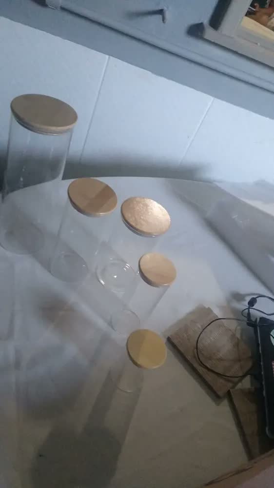 foto de Potes Herméticos de Vidro Com Tampa de Bambu Para Alimentos - Kit 5 SHOKKI