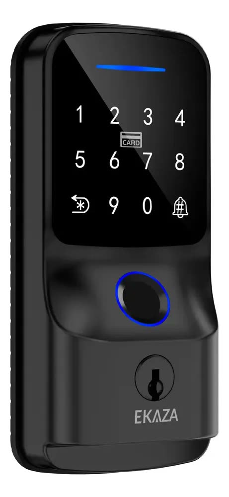 Fechadura Digital Ekaza de Sobrepor com Wi-Fi e Biometria para Porta de Madeira