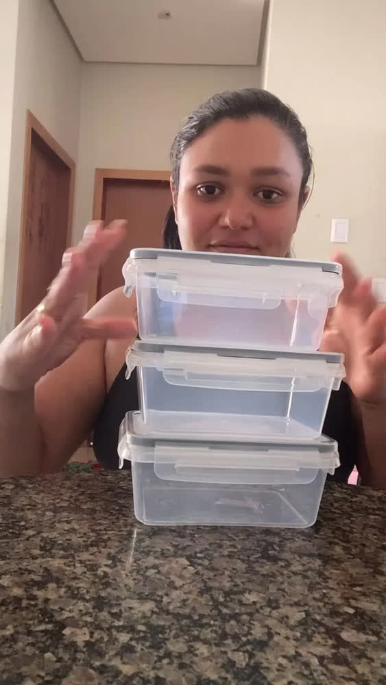 foto de Kit 12 Potes Herméticos Dapon Em Plástico Com Trava Incolor Transparente